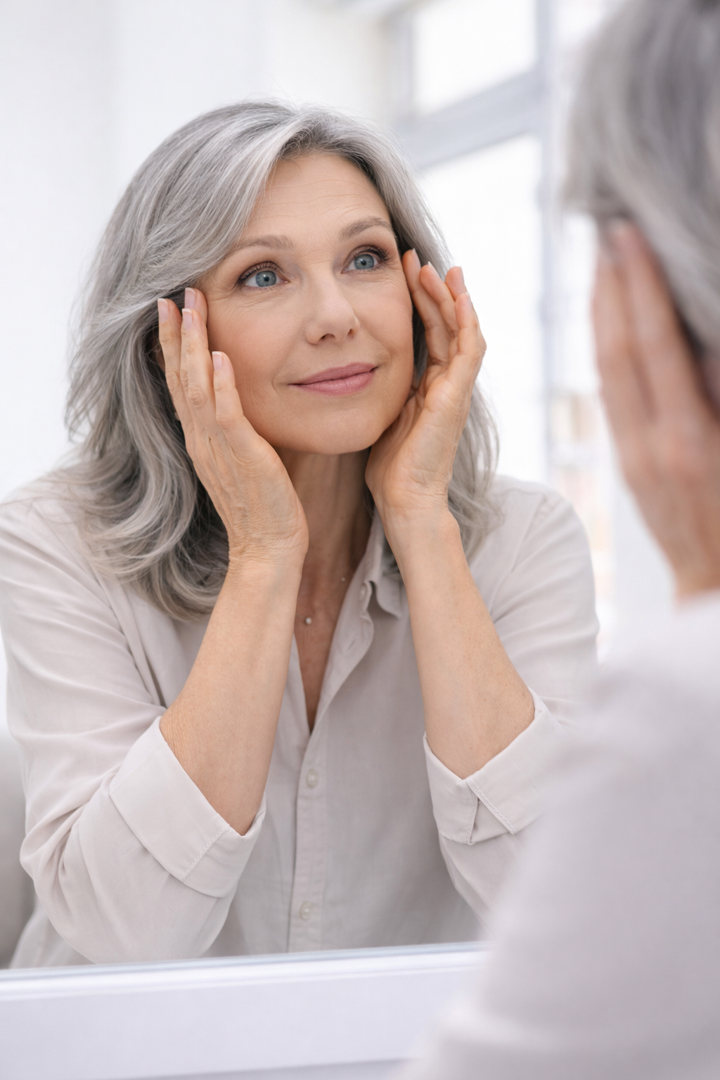 Woman with youthful, glowing skin